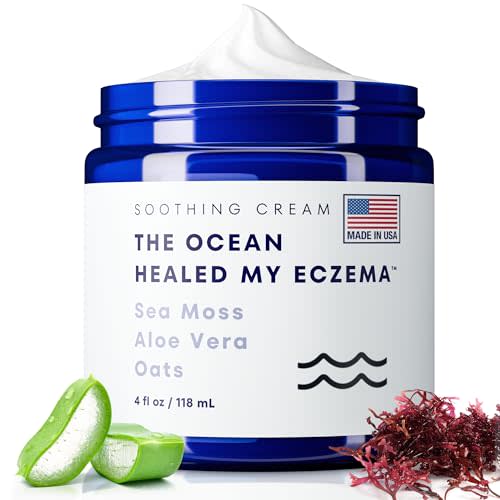 The Ocean Healed My Eczema Natural & Soothing Eczema Cream - Hydrating & Nourishing Psoriasis Cream with Sea Moss & Colloidal Oatmeal - Quick Absorbing Anti Itch for Dry Sensitive Skin (4oz)