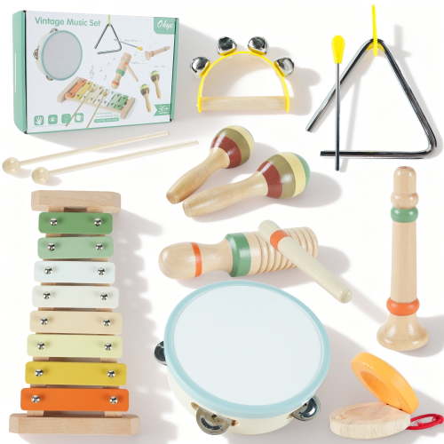 JUGAAD LIFE Baby Musical Instruments Set, Wooden Montessori Toys for Toddlers, Music Toys for Kids Boys Girls Preschool Educational