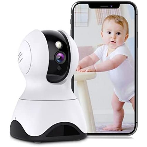 Baby Monitor with Camera and Audio, 1080P Night Vision Indoor Security Camera, Pan&Tilt Motion Tracking , WiFi Smartphone Home Camera Works with Mobile App &Alexa Sound&Motion Detection for Mom