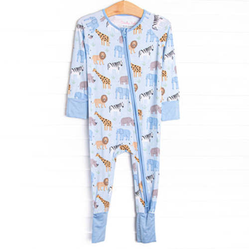 Safari Summer Bamboo Zippy Pajama, Blue – Stitchy Fish