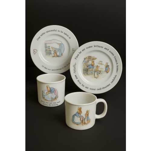 Vintage Wedgwood Peter Rabbit Child’s Dish Set – 2 Plates & Cup Beatrix Potter Nursery Collectible Baby Shower Gift