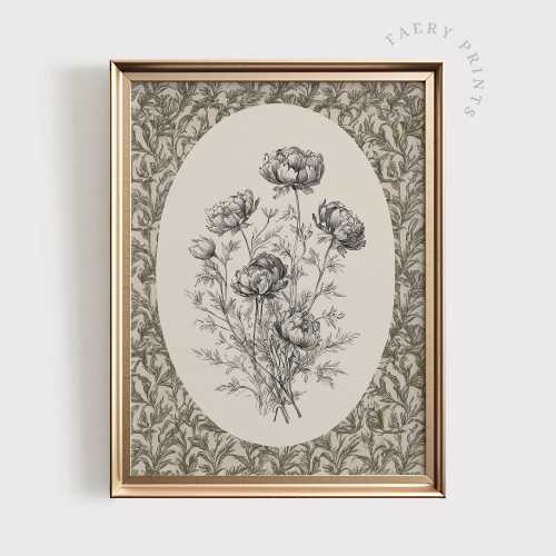 Floral Art Print | Vintage Neutral Nursery PRINTABLE Wall Art | Antique Girls Nursery Decor | Elegant Baby Nursery Print | #1194