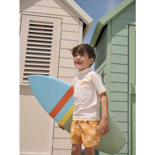 Yellow/Orange Short Sleeve Sunsafe Rash Vest and Swim Shorts Set (3mths-7yrs)