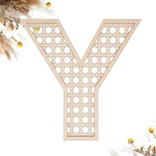 Wooden Rattan Letters 8 inch Wood Letters Y for Wall Decor Crafts Boho Nursery Decor for Baby Shower Wedding Bedroom Name Signs Large Rustic Letter Home Decoration