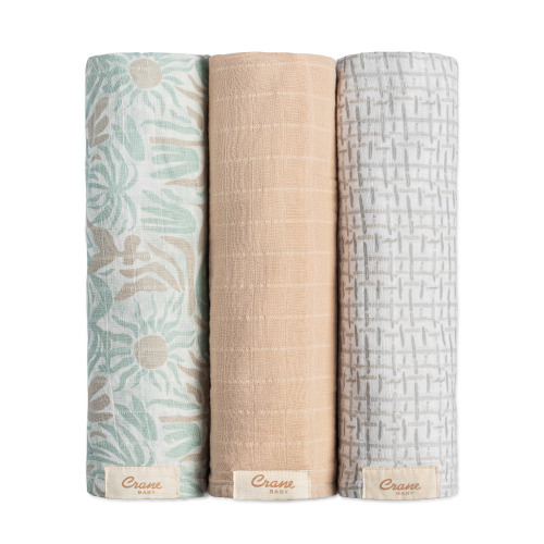 Cove Beach Life 100% Cotton Muslin Swaddle Blanket (3 Pack)