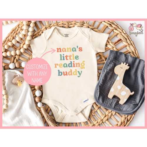 Nana's Reading Buddy Onesies®, Book Lover Baby Bodysuit, Bookworm Baby Romper, Future Reader Shirt, Bookish Baby Shower Gift for Reader