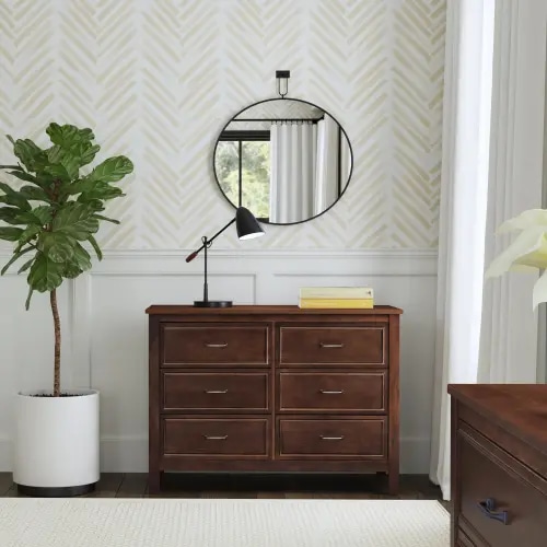 espresso 6 drawer double dresser
