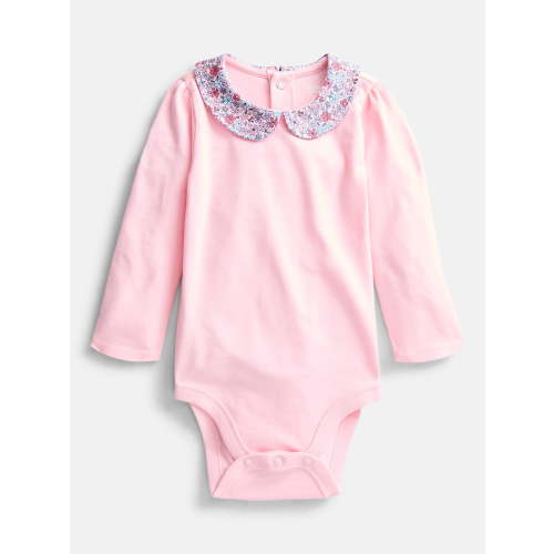 Wonder Nation Baby Girls Collared Bodysuit with Long Sleeves, Sizes 0-24 Months
