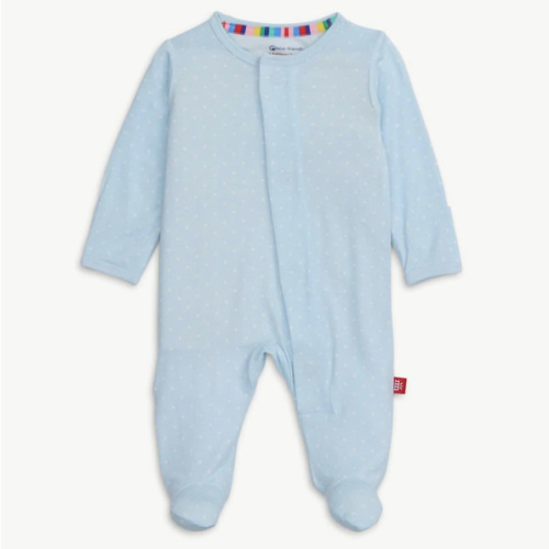 Pin Dot Blue Modal Footie; Size: 0-3m