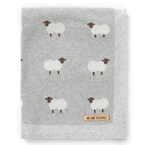 Baby Blanket Knit 100% Cotton Toddler Blankets for Boys and Girls with Cute Sheep Grey Size 30 x 40 inches Grey