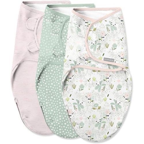 SwaddleMe by Ingenuity Easy Change Baby Swaddle in Size Small/Medium, 0-3 Months, 7-14 Pounds, 3-Pack with Easy Change Zipper - Shooting Stars