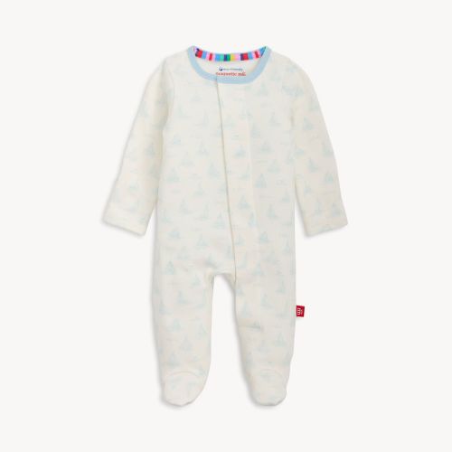 Tiny Tides Org Cotton Magnetic Footie - Blue