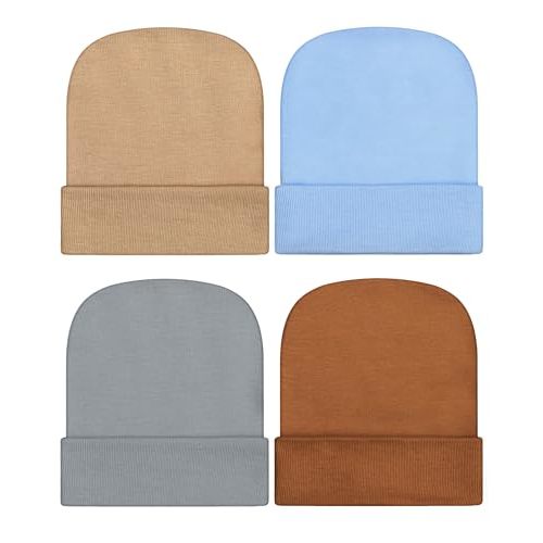 Geyoga Newborn Girl Boy Hat Newborn Beanie Stripes Hat Toddler Soft Caps Infant Cotton Knit Caps for Baby 0-6 Months