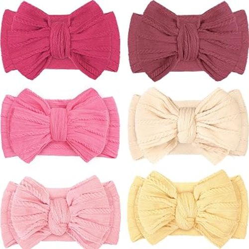 CÉLLOT 6 Pcs Baby Bows Headbands Soft Nylon Baby Girl Bow Hair Accessories