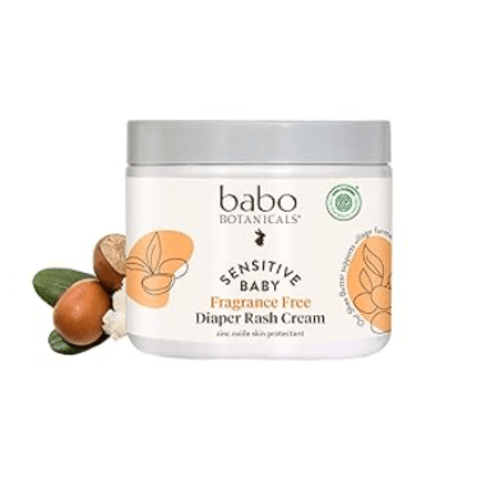 Babo Botanicals Sensitive Baby Fragrance-Free Diaper Cream - 25% Natural Zinc Oxide - Calendula, Shea & Cocoa Butter - EWG Verified - Vegan- from Birth on - 6 Ounce Jar