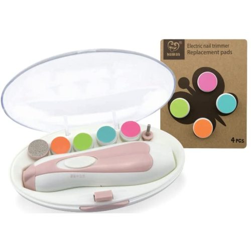 haakaa Baby Nail Trimmer Electric Baby Nail Clippers Kit for Newborn, Toddler or Adults Fingernails and Toenails Care with Extra 4 Replacement Pads New Combo