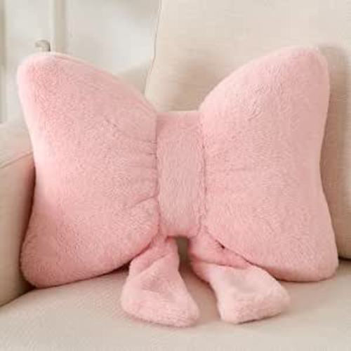 XIAIJIA Bow Pillow Decorative Pillows Aesthetic Home Decor Soft Seat Cushions Cute Throw Pillow for Couch Bow Room Decor Pink 12 * 9inch