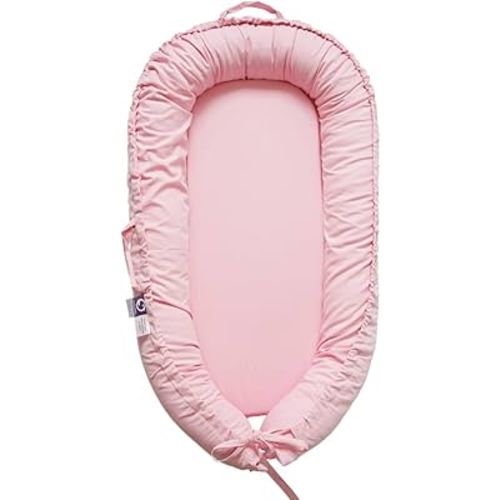 CooCooBaby Infant Lounger, Baby Nest Cover for Baby Girls & Boys, Newborn Essentials for Baby 0-18 Months, 100% Cotton Breathable(Misty Rose)