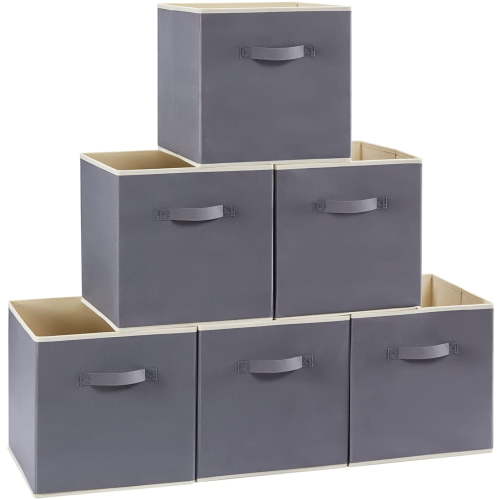 Lifewit Collapsible Fabric Storage Cubes, 11 Inch, Grey, Set of 6, Multi-Color