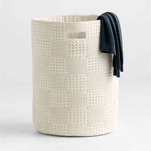 Nella Cream Cotton Waffle Weave Kids Hamper with Handles