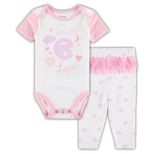 Newborn & Infant Chicago Cubs White/Pink Spreading Love Bodysuit & Tutu with Leggings Set