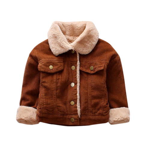 Baby Boy Corduroy Jacket Toddler Winter Coat Solid Button Up Thicked Warm Lined Outerwear Clothes Baby Fall Winter Outwear Clothes for Boys Girls 3-6 Months