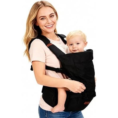 Baby Carrier, 6-in-1 Baby Carrier Newborn to Toddler, Babys Carriers with Hip Seat Lumbar Support 7-45 lbs, Baby Soft Carrier for All Seasons & Positions