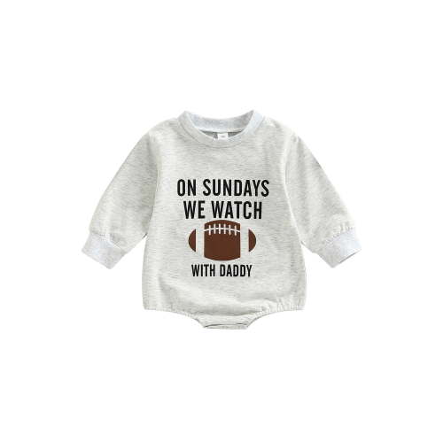 Inevnen Funny Baby Football Sweatshirt Romper On Sundays We Watch Football with Daddy Onesie Bodysuit