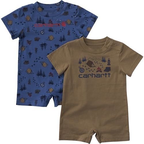 Carhartt Baby Boys' Set of Two Short Sleeve Shorts Knit Romper Set