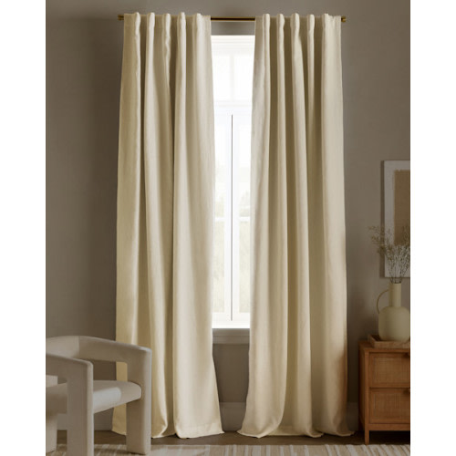European Linen True Blackout Curtain in Ivory