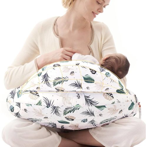 Momcozy Pioneering Safety Fence Nursing Pillow for Breastfeeding- Wider Feeding Pillows for More Support for Mom & Baby- Easier Nursing & Hand Free- Fit for All, Removable Cotton Cover
