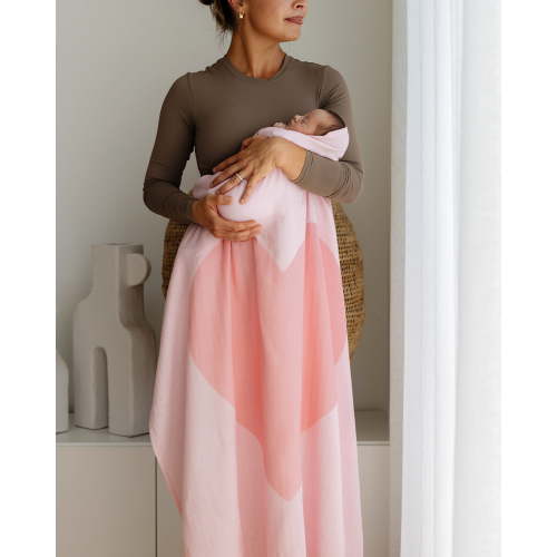 Muslin Swaddle - Pink Heart