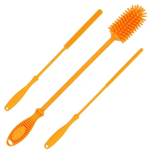 12.5" Silicone Bottle Brush & Straw Cleaner Brush Set | Water Bottle Cleaner for Hydro Flasks, Tumblers, Glassware, Vases and Narrow Neck Containers