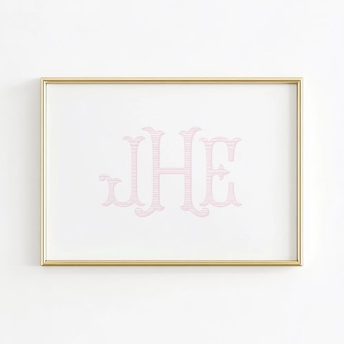 Vintage Monogram Nursery Wall Art, Girl Nursery Wall Decor, Monogram Dorm Decor, Custom Nursery Wall Art, Personalized Boy Initial Print