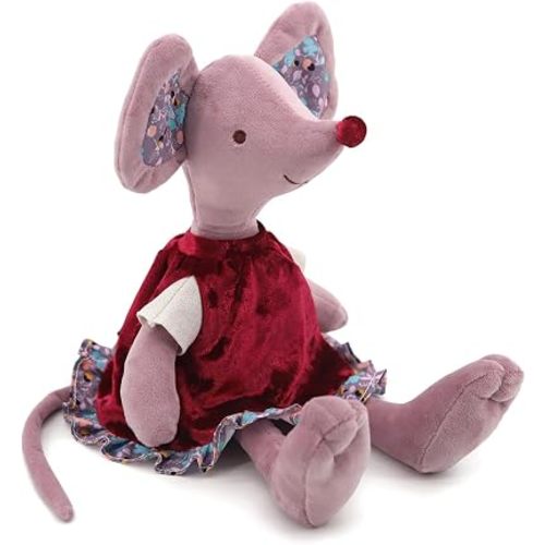 12'' Lovely Birthday Ballet Mouse Plush Toy Doll, Soft Stuffed Animals Cute for Toddler Boys and Girls, Red Dress and Clothes are Removable and Machine Washable