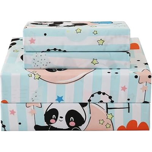 JSD Panda Kids Sheet Set Twin Size, 3 Piece Blue Moon Stars Printed Microfiber Bed Sheets Deep Pocket