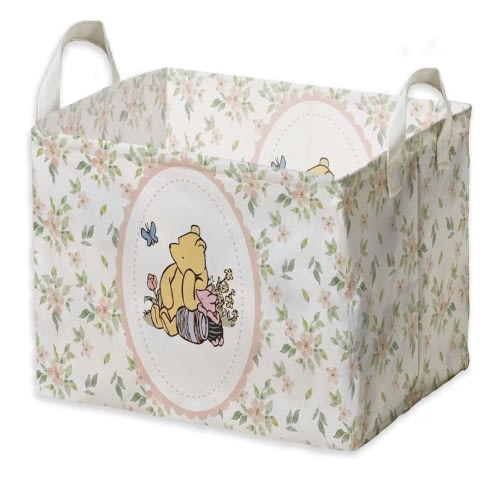 Winnie Nursery Storage Basket With A Waterproof PE Coating,The Pooh Nursery Baby Stuff Storage Baskets Suitable For Bathroom and Bedroom, Foldable Large Canvas Laundry Hamper