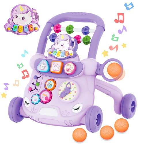 Baby Walker Toys for 1 Year Old, Sit to Stand Early Learning Walker with Activity Center, Baby Push Walker