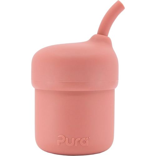 Pura my-my Silicone Straw Cup| Spill Proof, Reusable, Food Grade Silicone, Plastic-Free | For Kids, Toddlers, Babies & Infants (Rose)