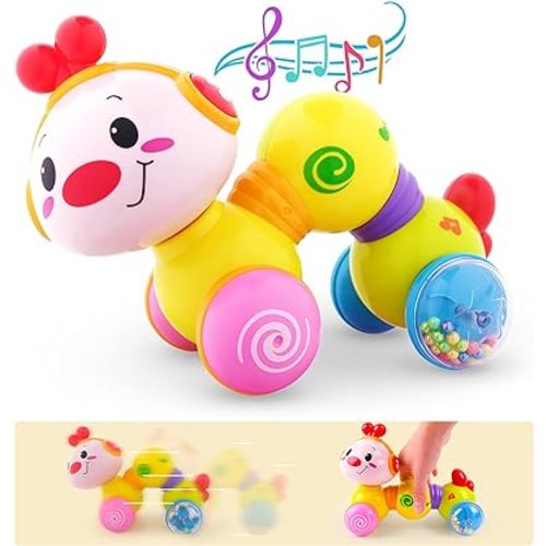 Vanmor Baby Toys 6 to 12 Months, Infant Musical Crawling Toy, Press and Go Interactive Inchworm Toy with Light Up, Caterpillar Tummy Time Educational Toddler Toys 6 7 8 9 12 18 Months Boy Girl Gift