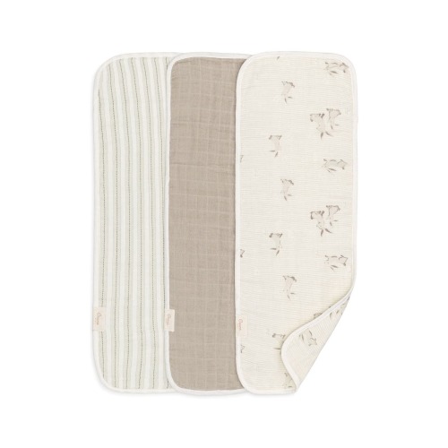3-Pack Assorted Organic Cotton Burp Cloths Set