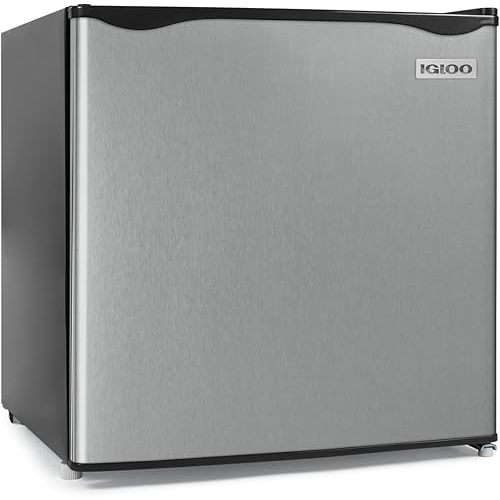 Igloo 1.6 Cu.Ft Mini Fridge with Freezer - Single Door Compact Refrigerator with Glass Shelves for Homes, Dorms & Offices - Keep Drinks & Frozen Foods Cool with Temperature Control Fridge - Platinum