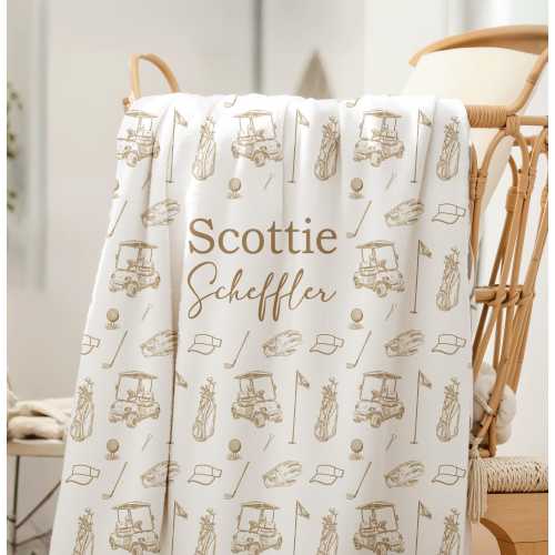 Personalized Golf Nursery Blanket, Boy Sport Bedding Throw, Golf Baby Shower Gift Idea, Custom Baby Name Blanket, Hospital Newborn Gift