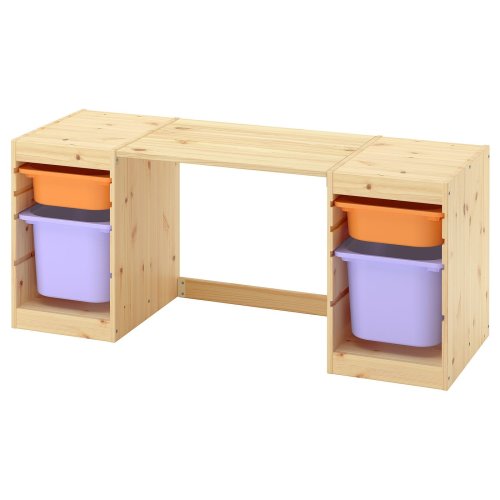 TROFAST Desk with storage boxes - light white stained pine/light orange lilac 48 7/8x17 3/8x20 1/2 "