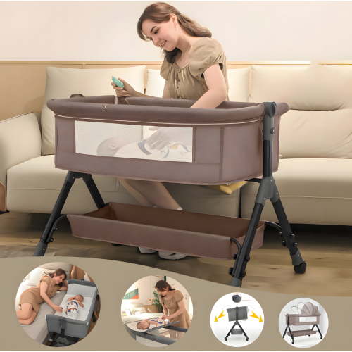 4-in-1 Baby Bedside Bassinet,Newborn Bedside Sleeper,Diaper Changer,for Newborns 0-24 Months, Unisex,KHAKI