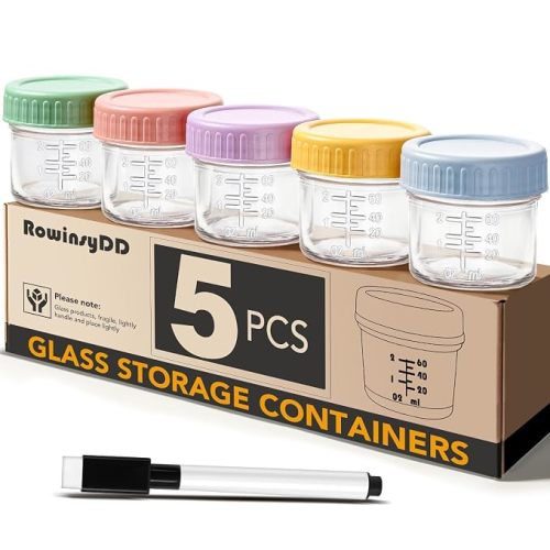 5 Pack Baby Food Containers, 4 oz Glass Baby Food Jars with Lids