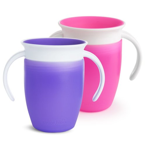 Munchkin Miracle 360 Trainer Spoutless Cup, 7oz, Pink/Purple, 2 Pack