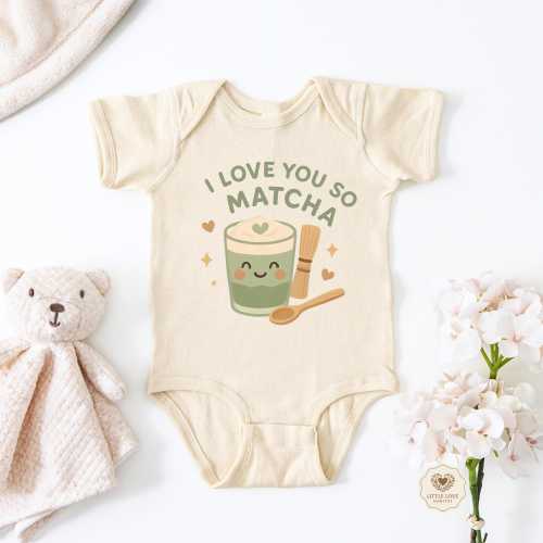 I Love You So Matcha Baby Onesie® | Cute Food Pun Neutral Bodysuit | Matcha Baby Gift | Gender Neutral Baby Shower Outfit