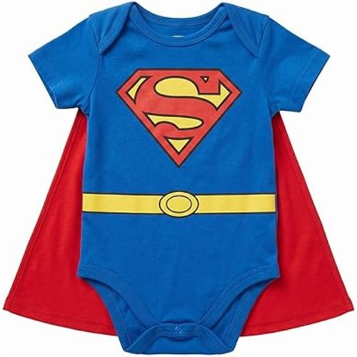 DC Comics Justice League Baby Boys' Graphic Short Sleeve Costume Creeper with Detachable Cape Superman Blue Red Newborn