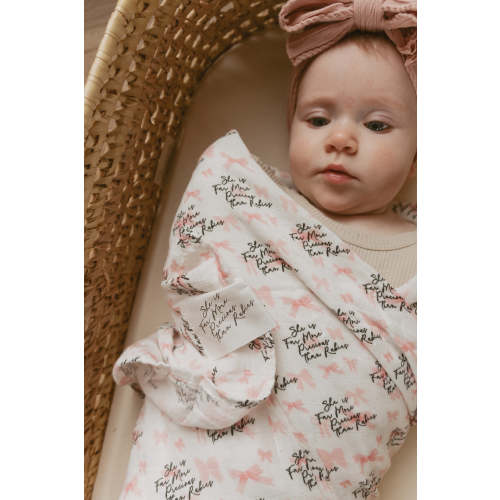She is Far More Precious Bow Swaddle Blanket – OUR HOUSE ABOVE